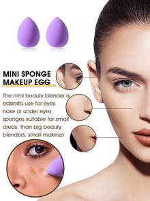 33件紫色全方位化妝工具套裝，22件專業化妝刷，多尺寸化妝海綿，三角粉撲，矽膠清潔碗與紫色透明拉鍊盥洗包 - 彩色 - 查看 5