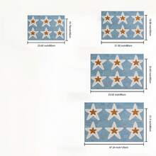 1pc Blue Background White & Brown Five-Pointed Star Pattern Bathroom Mat, Bathroom Rug, Blue Background White & Brown Five-Pointed Star Pattern Doormat, Small Rug, Carpet, Floor Mat, Home Decor, Area Rug, Outdoor Mat, Home Decor, Area Carpet, Bedroom Rug, Washable Carpet - Multicolor - View 6