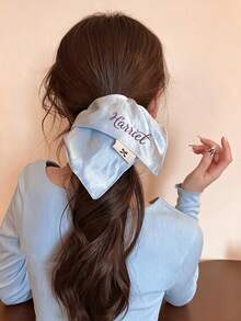 Customized Name Glossy Satin Square Hair Tie, High-End Hair Rope, Suitable For Women And Girls, Personalized Name - Multicolor - View 5