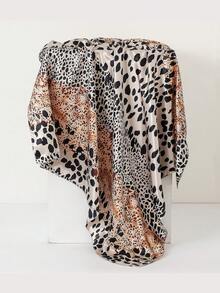 1pc Leopard Print Imitated Silk Scarf Women Casual Headscarf, Fashionable Square Scarf Shawl Suitable For DailyWear - Multicolor - View 12