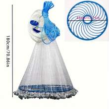 Easy Throw Hand Cast Fishing Net, Durable Nylon Monofilament Cast Net With Flying Disc & Lead Sinkers, Wear‑Resistant And Tear‑Proof,Portable Hand Throw Fishing Net For Freshwater Saltwater,Outdoor Fishing,Convenient Carrying And Storage - White - View 14