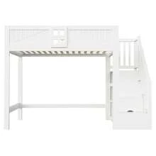 Bed Frame White With Storage Multifunctional Solid Wood 252.5 X 145 X For Bedroom And Kids Room - 白色 - 查看 11