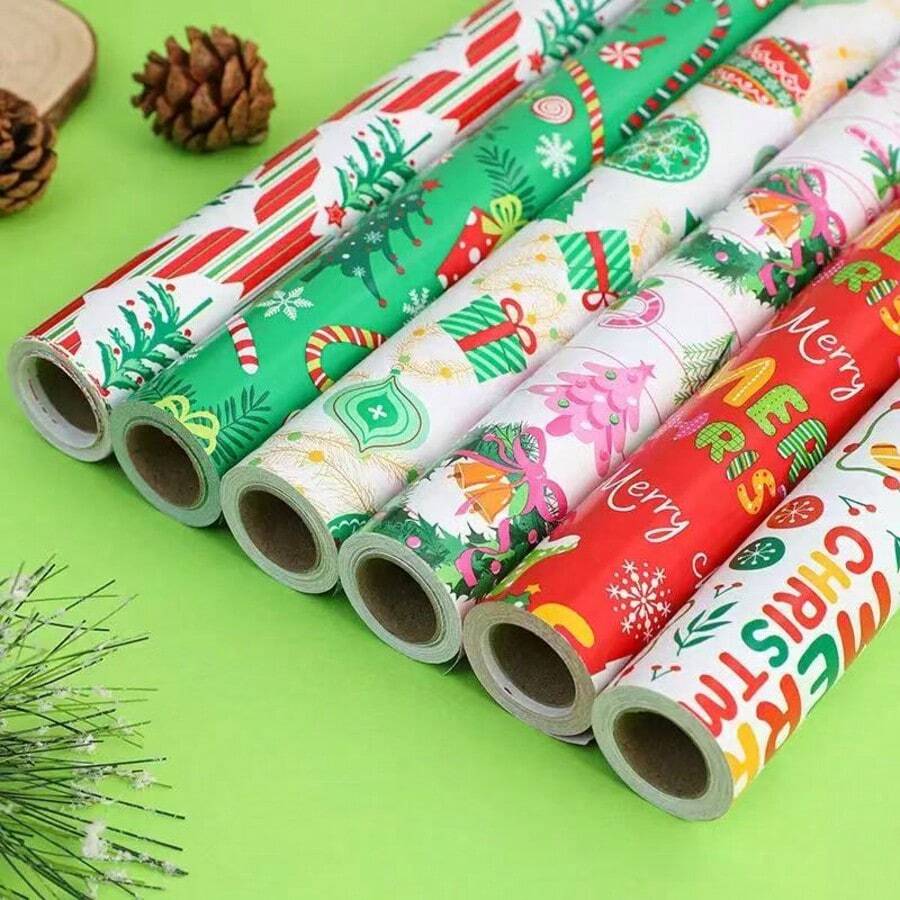 36/72 Sheets Premium Christmas Wrapping Paper (Includes Stickers) - Snowflake, Christmas Tree And Other Holiday Patterns, Suitable For Gift Wrapping And Decoration, Christmas Wrapping Paper - Style B - View 1