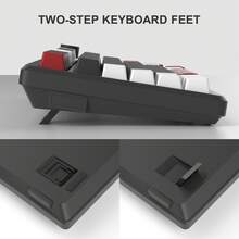 Teclado mecánico para juegos MageGere -STAR75, control de perilla, teclado compacto del 75% con retroiluminación azul, teclado para juegos con interruptores amarillos, carcasa portátil EVA silenciosa, compatible con sistema Windows de PC - blanco negro - Ver 4