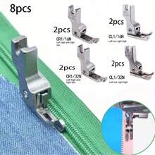EDCUEBE7 4/8 Pcs/Set Set Kaki Penekan Sempit, 4 Ukuran Kaki Penekan Mesin Datar Cocok Untuk Pembuatan Resleting, Kain Rajut dan Tipis - Aksesori Mesin Jahit Dengan Pemandu Tepi Kiri/Kanan - kaki penekan alas datar - View 22