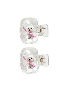 Cute 2 Teddy Dogs Holding Hands With Toothbrush Pattern Portable Toothbrush Head Cover Storage Box Toothbrush Protective Cap Holder, Essential Bathroom Accessory For Home, Business Travel, Daily Use, Outdoor Trips, Christmas, Easter, Valentine's Day, Teacher's Day, Family Gift - A - View 17