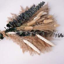 55+ Pcs Artificial Flower Bouquet With Pampas Grass And Bunny Tails For Vase | Artificial Pampas Grass, Bunny Tails And Reed Stems Create A Soft, Layered Bouquet For Neutral Boho And Rustic Vase Decor. - Brown White 2 - View 6