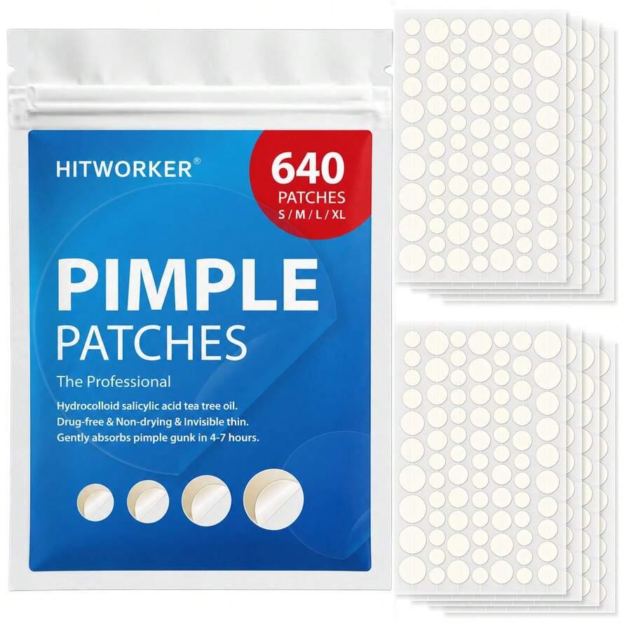 640PCS Round Face Patch Stickers, Multi Size Transparent Facial Sticker Set, S/M/L/XL Patch Collection, Ultra Thin Design Beauty Accessories For Daily Styling - Multicolor - View 1