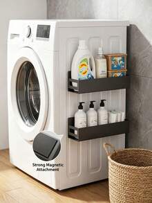 1PC Metal Magnetic Storage Rack, Kitchen Organizer, Wall Mounted No-Drill Shelf, Strong Magnetic Hanging Rack For Refrigerator,Washing Machine,Kitchen & Bathroom,Space Saving Multi-Purpose Storage,Home Organization,Housewarming,Christmas,Holiday Gift - Multicolor - View 2