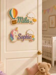 Custom Hot Air Balloon Name Sign, Personalized Room Door Decor, Customized Wooden Wall Plaque, Customizable Holiday Gift For Bedroom, Kids Room Decor - Style C - View 6