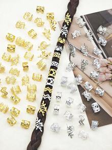 200入金色編髮夾，免穿耳耳夾，多款式髒辮飾品，金屬編髮髮飾女款 - 彩色 - 查看 4