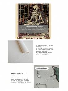 1pc Frameless Vintage Gothic Tarot Skeleton Wall Art Print, Minimalist Witchy Room Decor For Dorm, Bedroom, Party, Back To School, Funky Posters - Frameless - View 10