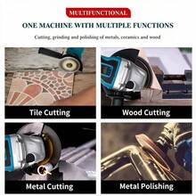 TORPOW High Power Brushless Cordless Angle Grinder 125mm Disc 10000RPM M14 Spindle Handheld Lithium Battery Grinding Polishing Cutting Rust Removal Multi-Function Electric Tool - Blue - View 6