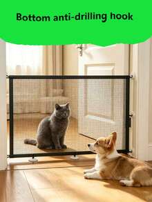 Pet Fences That Can Be Installed Without Drilling. They Are Suitable For Use In Kitchens, Bathrooms, Balconies, Living Rooms, And Other Areas; They Serve As Practical Tools For Keeping Humans And Pets Separate During Parties And Gatherings. - Black - View 1