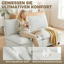 HOMCOM Modular Lounge Chair Faux Leather Upholstered 146 Cm Grey | Wide Seat Depth, Modern Relax Chair, Small Spaces, Living Room, Bedroom - Grey, 2 Pieces - View 7
