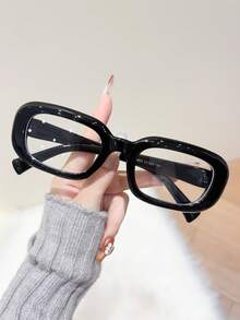 1 Pair Women's Square Frame Fashionable Decorative Non-Prescription Glasses - Multicolor - View 4