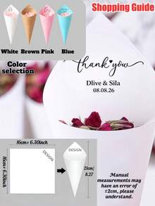 Customizable Text Petal Paper Cones, Suitable For Wedding Favors, Bridal Showers, Birthday Confetti, Christmas, And Halloween Party Decorations. - Multicolor - View 3