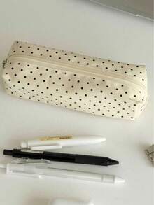 1pc Cute Polka Dot Pencil Case, Large Capacity, Student Pencil And Pen Storage Bag, Multi-Functional Zipper Pouch, Can Store Gel Pens, Highlighters, Erasers, Correction Tape And Small Stationery. Lightweight And Portable, Suitable For Students, Exams, Office And Daily Use. Back To School Essential (Zipper Style Random) - A - View 9