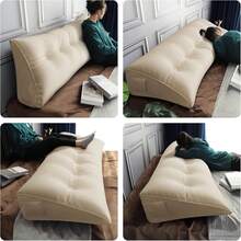 Almohada de cuña para cabecero, recámara, cabecero, cama individual, XL, almohada de cuña para cabecero, almohada para cabecero, cama con funda extraíble, 100% algodón, milenrama - Milenrama - Ver 5