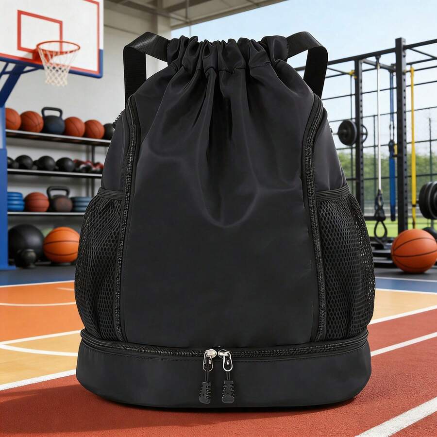 Sports Backpack Outdoor Training Basketball Football Bag Large Capacity Fitness Swimming Hiking Backpack Drawstring Bag Basketball Drawstring Pouch Swimming Storage Cloth Bag Backpack Oxford Cloth Sports Cycling Backpack - Multicolor - View 1