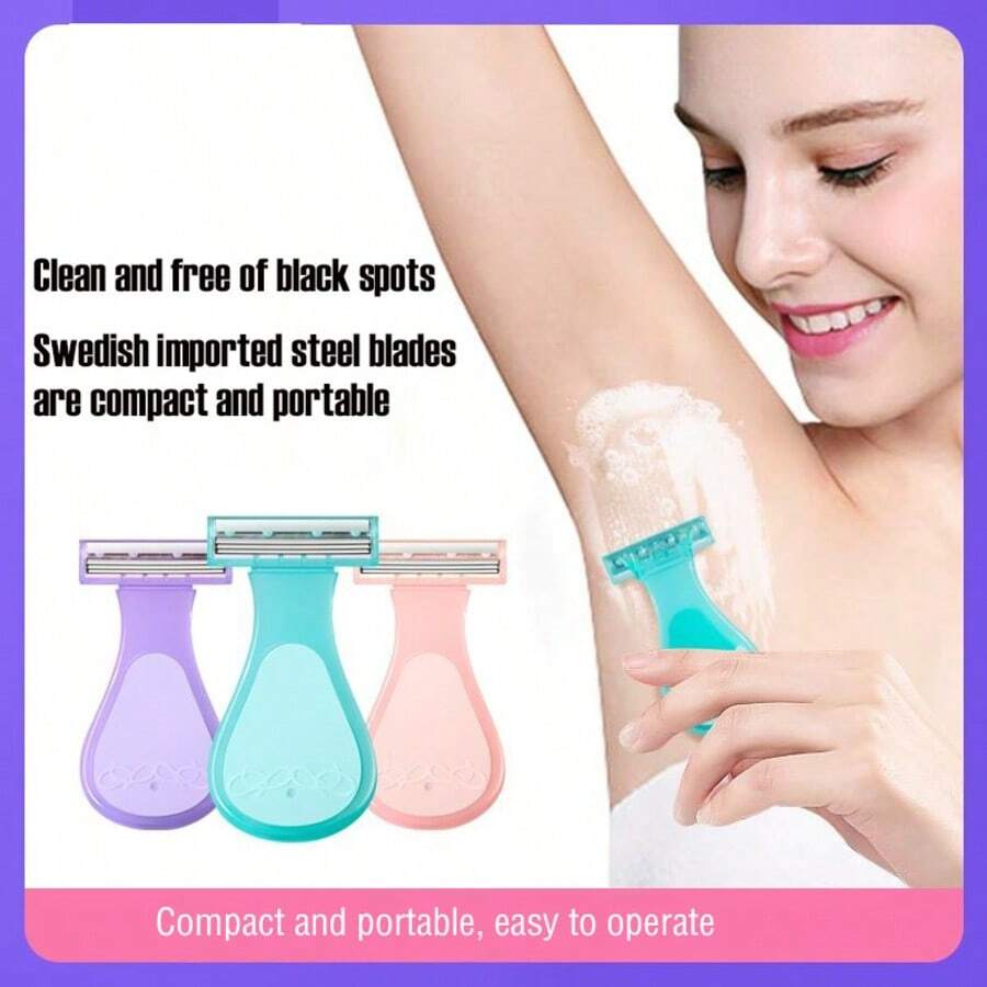 3pcs Women's Shaving Razor Set, Home Hair Removal Tool For Underarm, Leg, Pubic Hair Trimming And Cleaning, Private Area Shaver, Leg Razor, Replaceable Blade Head, Christmas, Back To School, Holiday, New Year Gift, Perfect Party Gift, Party Favor, Women's Gift, Perfect Gift For Mom