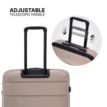 W WINGS 3 PiecesLuggage Set (20", 24", 28") | ABS+Hard Shell Suitcase, Combination Lock, Telescopic Handle, 360° Spinner Wheels - Champagne - View 5