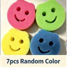 8/4/3/1pc Multi-Color Smiling Face/Flower Sponge, Surface Color Coded (Pink, Yellow, Green, Blue), With Hanging Hole. This Multi-Functional Household Cleaning Cloth Can Easily Meet Various Daily Cleaning Needs. - A - View 15