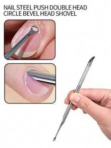 Nail Pusher Slanted Shovel Style Cuticle Remover & Manicure Prep Tool, With Nail File, Essential For Dead Skin Removal & Pre-Polishing, Manicure & Pedicure Salon Must-Have, Fragrance-Free Tool Accessory - Multicolor - View 1