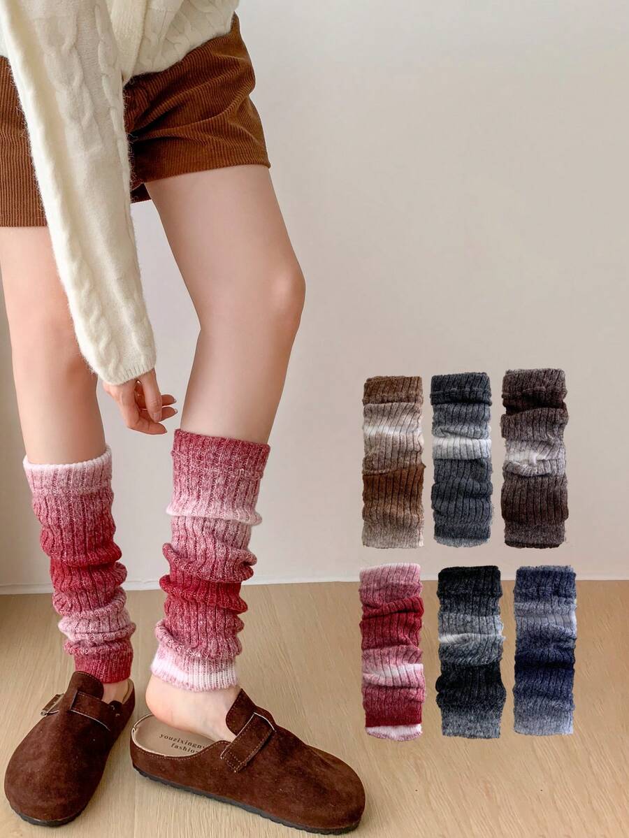 1/3 Pairs Women's Gradient Brushed Leg Warmers, Autumn/Winter Long Tube ...