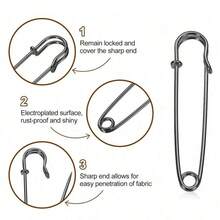 10/20/28Pcs Metal Large Safety Pins 50mm75mm/1.96inch2.95inch Two Sizes DIY Sewing Tools Wedding Brooches Clothing Accessories Handmade, Gold Silver Gun Black Antique Bronze - Multicolor - View 3