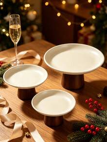 1pc Cream-Colored Wooden Base Decorative Tray, Space-Saving, Suitable For Home, Living Room, Dining Room, Kitchen, Bathroom, Home Decor Essential, Perfect For Wedding Season, Graduation Season, Can Hold Soap, Candles, Ideal Choice For Birthday Gift, Kitchen Accessory, Table Tray, Fruit Tray, Graduation Season Decoration - Cream - View 2