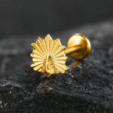 1PC ASTM F136 Titanium 16G Sun Ray Shell Stud Cartilage Earrings Tragus Helix Labret Lip Piercing Jewelry Vintage - Internal Thread - View 10