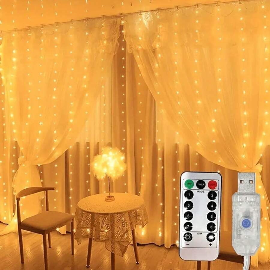 [Classic LED Curtain Lights] USB Operated LED Curtain Lights, Classic Style With Remote, Suitable For Christmas, Weddings, Birthdays, New Year And Atmosphere Lighting