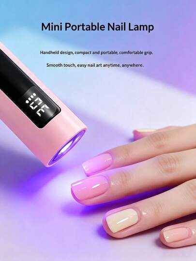 1 Set Multi-Angle Adjustable ABS Material 180° Foldable 360° Rotatable Dual-Mode Timer Touch Digital Display White Light Purple Light Pink Handheld UV LED Nail Lamp, Home Salon Nail DIY Gel Curing Supplies Tool