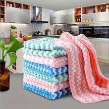 30pcs-1pc Thick Kitchen Cleaning Towels Coral Fleece Dish Cloths, Non-Greasy Non-Shedding, Highly Absorbent, Assorted ColorsCleaning Cloths 9.8"*9.8", Not Support Machine Washing, Kitchen, Bathroom, Home, Household Supplies - Multicolor - View 3
