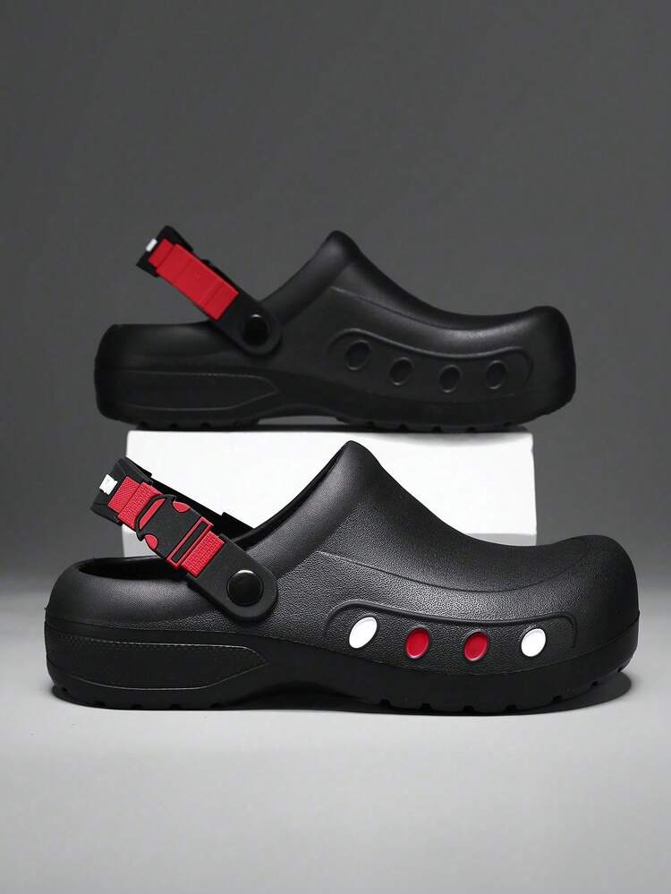 Men's Kitchen Shoes, Women's Kitchen Shoes, Couple Kitchen Shoes, Home Shoes, Casual Breathable Beach Shoes, All-Season Slippers, Sandals, Back Strap Shoes, 2-In-1 Wear - Red - View 14