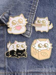 1pc Cute Fashion Cat Glasses Enamel Brooch, Lapel Pin For Clothes And Backpack, Unisex Daily Accessory, Holiday Gift - Multicolor - View 4