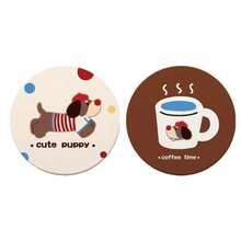 2pcs Cute Dog Leather Car Cup Coaster Winter Anti-Slip Car Water Cup Mat Car Interior Decoration Car Accessories - A - View 4