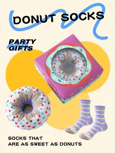 1 Pair Eye-Catching Purple Donut Mid-Calf Socks, Christmas Gift For Men/Women, Fun And Whimsical Design, Suitable For Daily Outfits, Perfect For Halloween/Thanksgiving/Day Of The Dead/Christmas/Back To School/Oktoberfest/Chuseok/Christmas Gift/Birthday Gift And Other Gift Needs, Applicable For Friends Gathering/Short Trip/Home Relaxation/Store Visit/Holiday Party/Surprise Gift/Anniversary Commemoration/Casual Shopping/Family Gathering