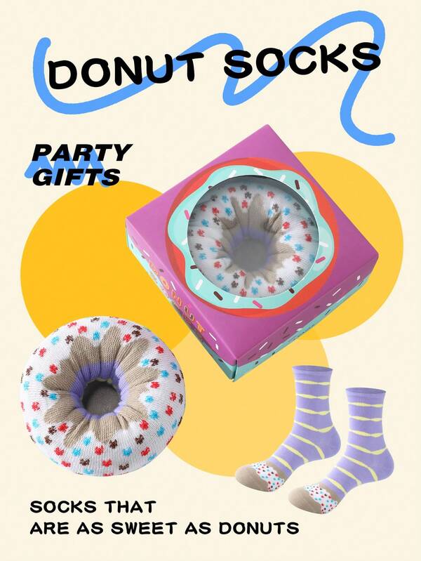 1 Pair Eye-Catching Purple Donut Mid-Calf Socks, Christmas Gift For Men/Women, Fun And Whimsical Design, Suitable For Daily Outfits, Perfect For Halloween/Thanksgiving/Day Of The Dead/Christmas/Back To School/Oktoberfest/Chuseok/Christmas Gift/Birthday Gift And Other Gift Needs, Applicable For Friends Gathering/Short Trip/Home Relaxation/Store Visit/Holiday Party/Surprise Gift/Anniversary Commemoration/Casual Shopping/Family Gathering