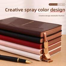 A6 PU Leather Cover Notebook With Pocket, Portable Small Notebook, Business Office Soft Leather Work Memo Pad, Minimalist Diary, Artistic Exquisite Note-Taking And Vocabulary Recording Book - A6 - View 1