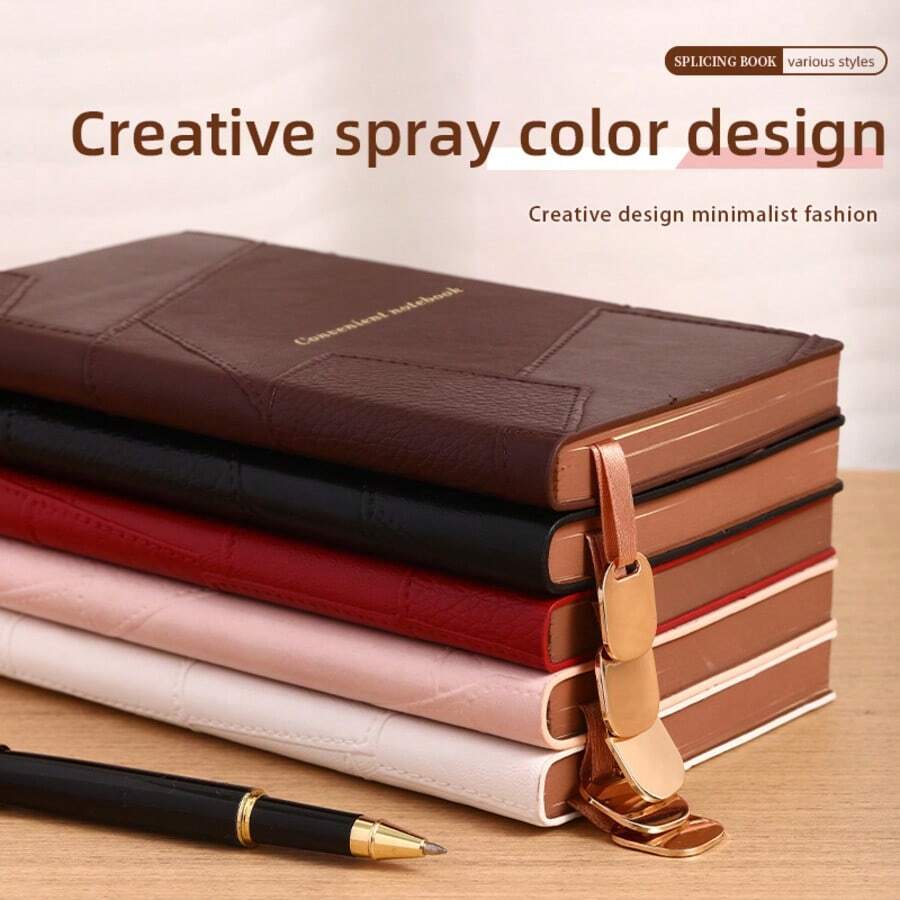 A6 PU Leather Cover Notebook With Pocket, Portable Small Notebook, Business Office Soft Leather Work Memo Pad, Minimalist Diary, Artistic Exquisite Note-Taking And Vocabulary Recording Book - A6 - View 1