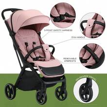 Lightweight Stroller, Portable Stroller, Ideal For Travel, Essential Baby Accessory, Breathable Mesh Fabric, One-Step Folding Stroller - Pink - View 3