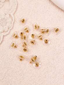 100pcs Gold Flying Disc Earring Backs, Ear Plugs, Ear Stud Backs, Earring Bases, Suitable For DIY Jewelry Earring Accessories, Earring Puller Accessories - Gold - View 6