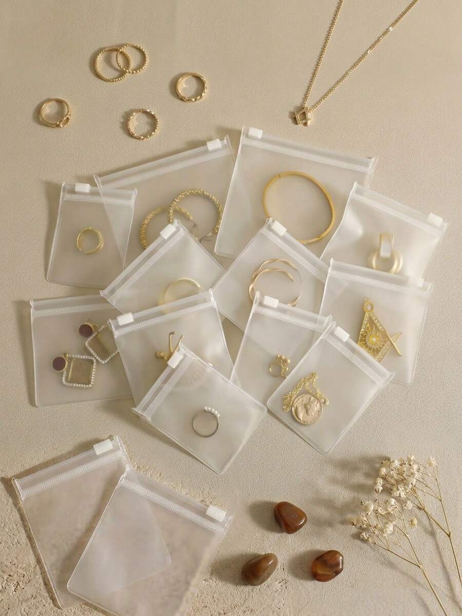 30/10pcs Self-Sealing EVA Storage Bags, Moisture-Proof And Dust-Proof, Excellent Jewelry Storage Bags, Anti-Oxidation And Reusable, Suitable For Storing Earrings, Rings, Necklaces, Bracelets, Bangles, Multiple Sizes Available, Ideal Gift For Women - White - View 1