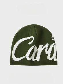 1pc Unisex Letter Print Knit Beanie, Soft Elastic Knit Skull Cap, Bold Oversized Design, Suitable For Men And Women, Winter Street Style, Travel And Outdoor Wear - A - View 14