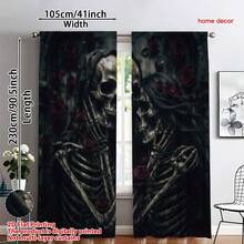 2 Panel Tirai Motif Tengkorak Mawar Gaya Gotik Gelap, Tirai Dekoratif Penyaring Cahaya dengan Kantong Batang, Tirai untuk Ruang Tamu, Tirai untuk Kamar Tidur, Dekorasi Ruangan, Tirai Musim Gugur untuk Ruang Tamu, Dekorasi Halloween, Gaya Musim Gugur - WSJ-268 - View 14
