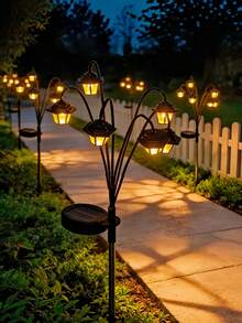 1pc-6 LED Lantern, Outdoor Solar Powered Vintage Palace Lantern, Garden Landscape Decoration, Holiday Party Backdrop, Chinese Palace Style Outdoor Decorative Light IP65 - Palace Lantern - View 8