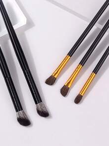 5Pcs Makeup Brush Set,For Eyeshadow Blending, Shading, Concealer And Eyebrow, ,Beginners & Makeup Lovers Daily Eye Makeup - Black - View 8