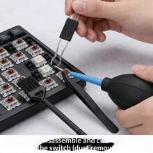 qialeduo 機械式鍵盤清潔套組 鍵帽拔取器 氣吹球 刷子 防靜電鑷子 鍵盤維護工具組 - 查看 5